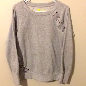Small grey shoelace detail pullover sweatshirt